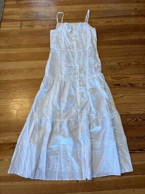 NWT $238 J. McLAUGHLIN Ruth Linen Blend Tiered Maxi Dress Button Down Pockets M